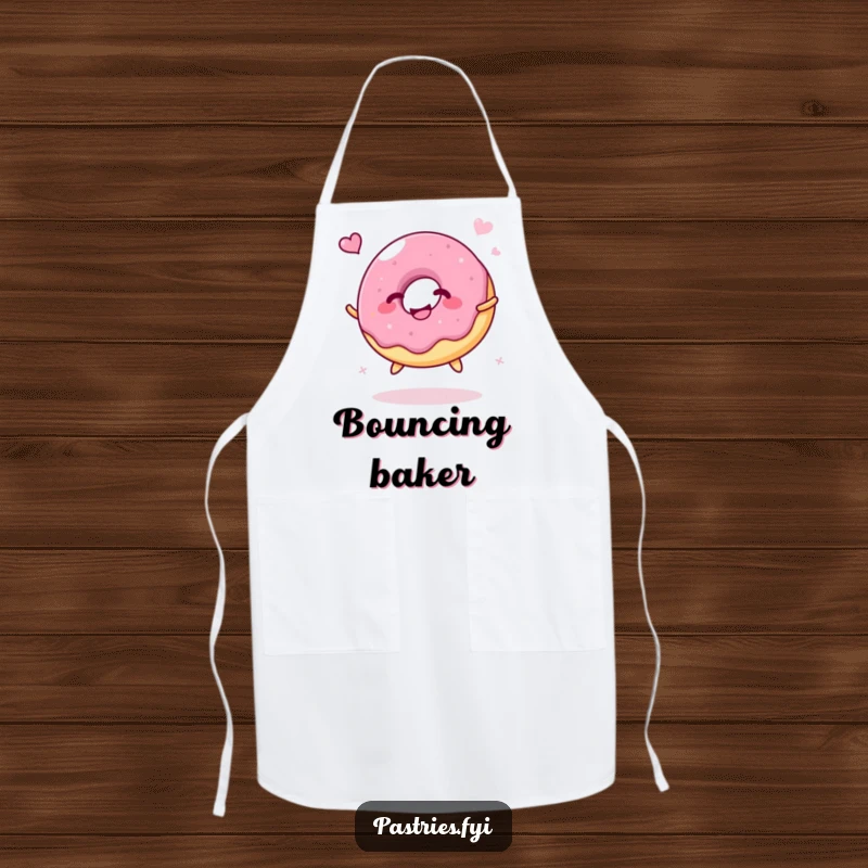 Funny Apron: A giggling jelly donut character happily bouncing like a ball, ready for kitchen adventures with a cheerful attitude.