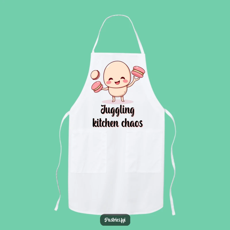 Funny Juggling Macaron Apron - Hilarious Kitchen Wear for Multi-tasking Bakers