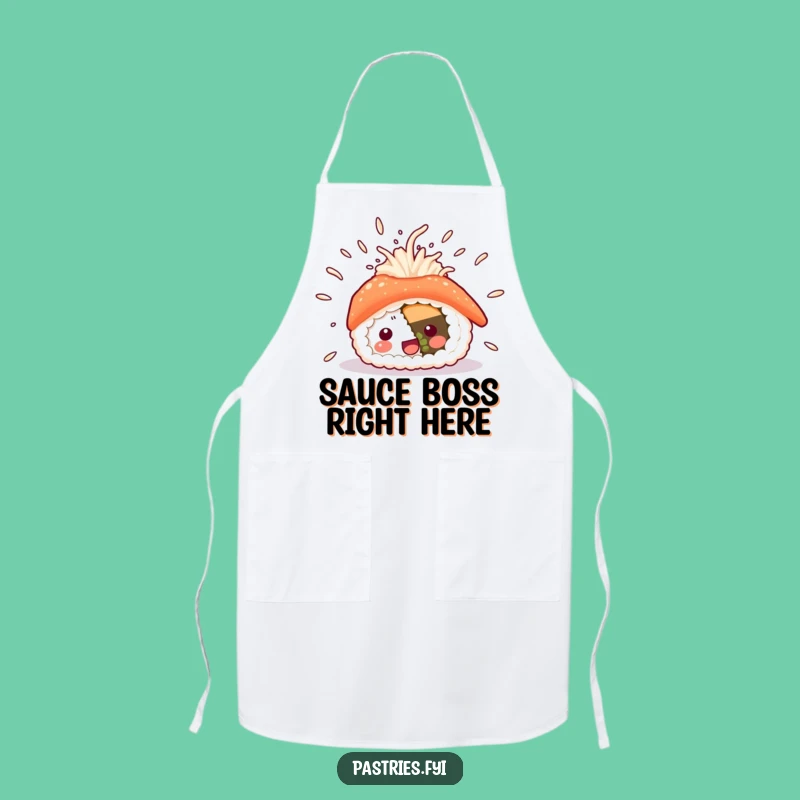 Funny Sushi Excitement Apron: Kitchen Flying Rice, Chef's Funny Gift