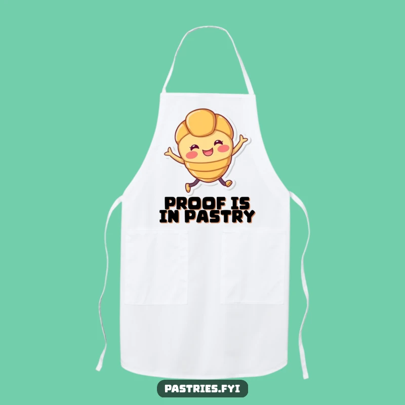 Funny Croissant Apron: Joyful Leaping Pastry Chef Character for Kitchen Fun