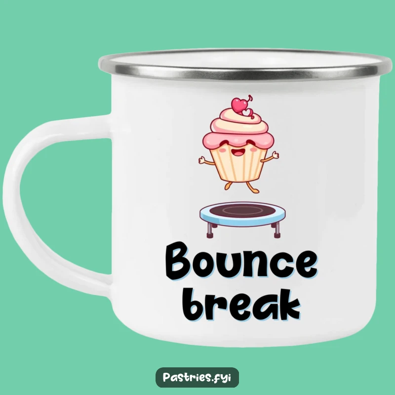 Funny Cupcake Trampoline Camping Mug: Durable Character Jumping, Outdoor Humor