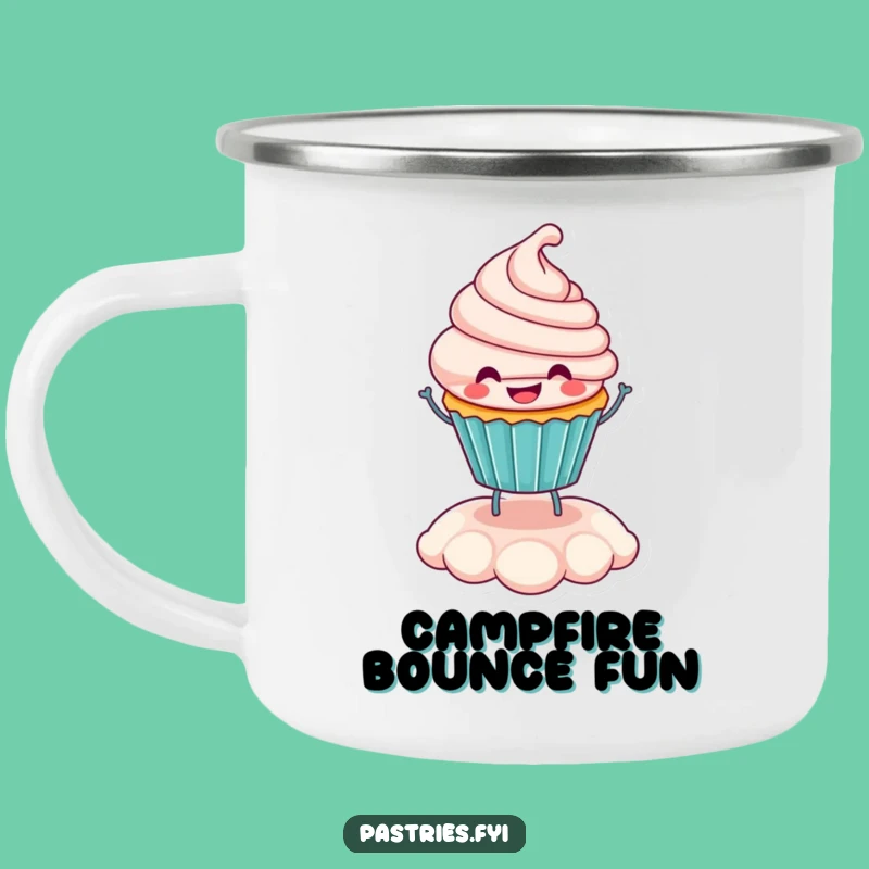 Funny Cupcake Camping Mug: Durable & Cheerful Bouncing Dessert Drinkware