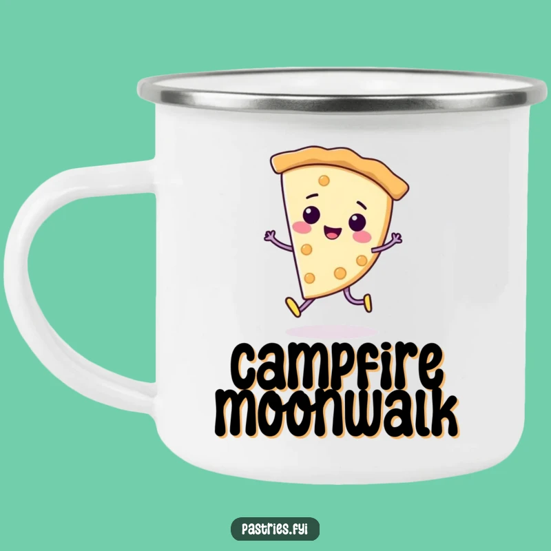 Funny Pie Moonwalk Camping Mug: Durable Character Dancing Outdoors