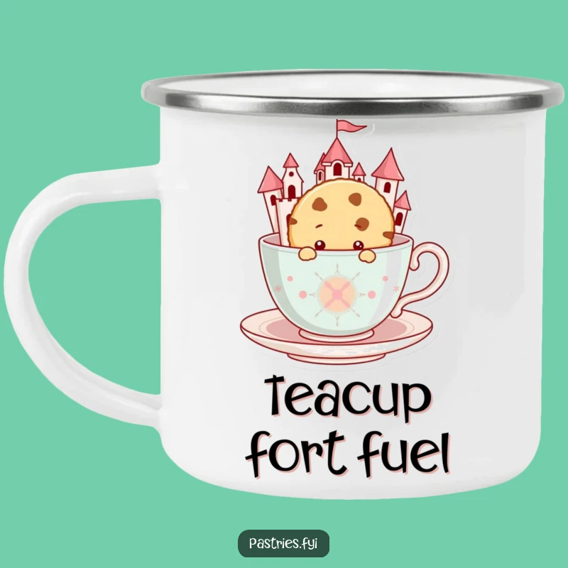 Funny Cookie Teacup Castle Camping Mug: Durable Whimsical Cup, Outdoor Funny Gift
