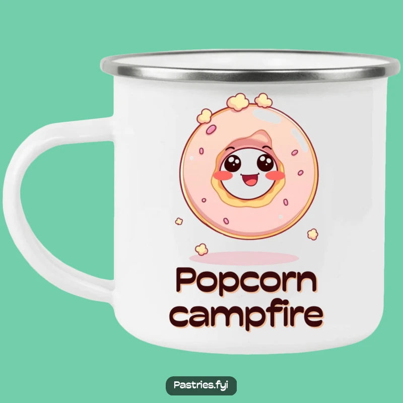 Funny Donut Hole Popcorn Camping Mug: Giggling Character Bouncing, Great Gift