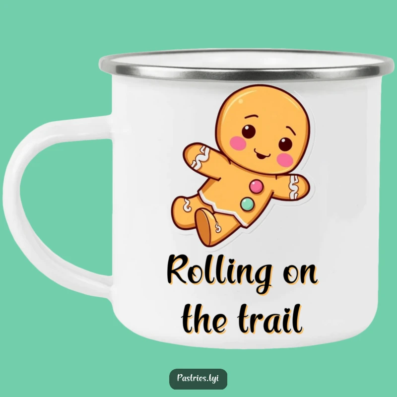 Funny Rolling Gingerbread Man Camping Mug - Durable Festive Companion