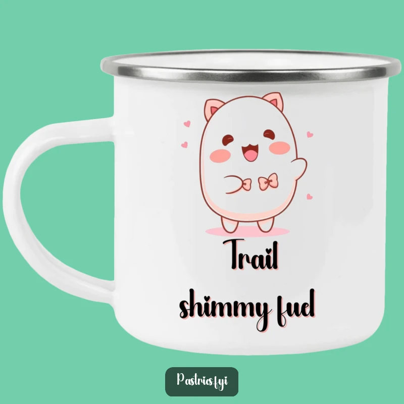 Funny Mochi Shimmy Camping Mug: Durable Bowtie Character Cup, Great Funny Gift