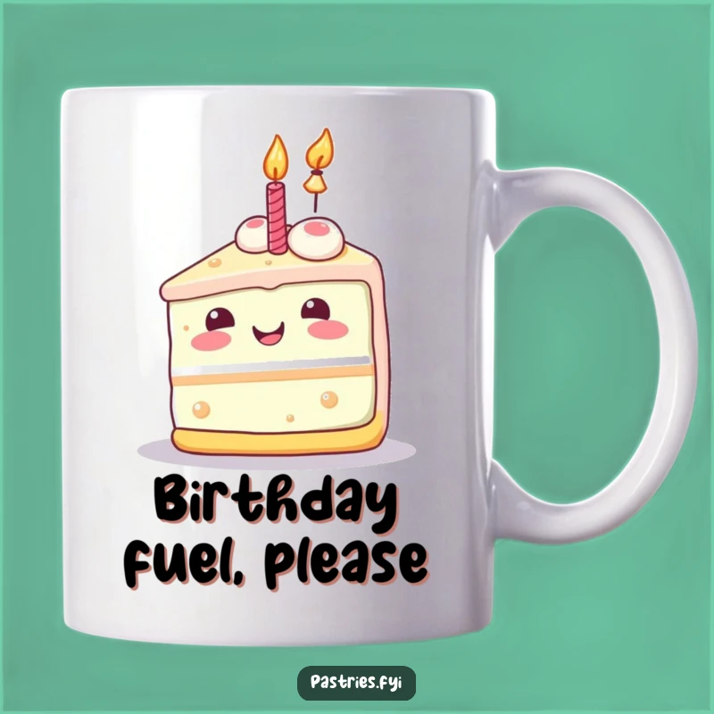 Funny Celebration Cake Mug: Joyful Kawaii Art for a Special Gift
