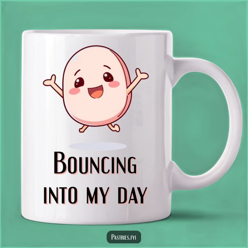 Funny Macaron Mug: Happy Bouncing Treat Full of Excitement for Your Day