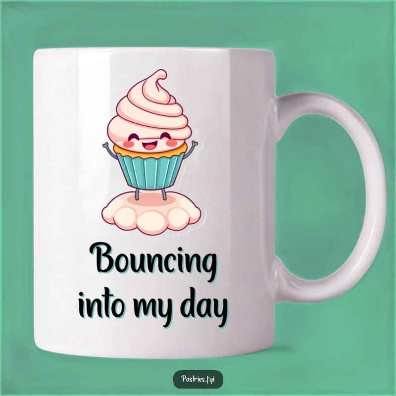 Funny Cupcake Bouncing Mug: Happy Frosting Character Gift for Sweet Treat Lovers