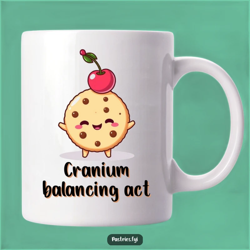 Funny Cookie Cherry Balancing Mug - Hilarious Dessert Character Gift