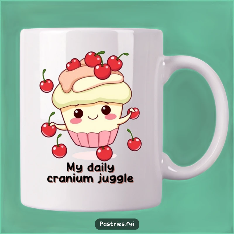 Funny Cupcake Juggling Cherries Mug - Perfect Gift for Dessert Lovers