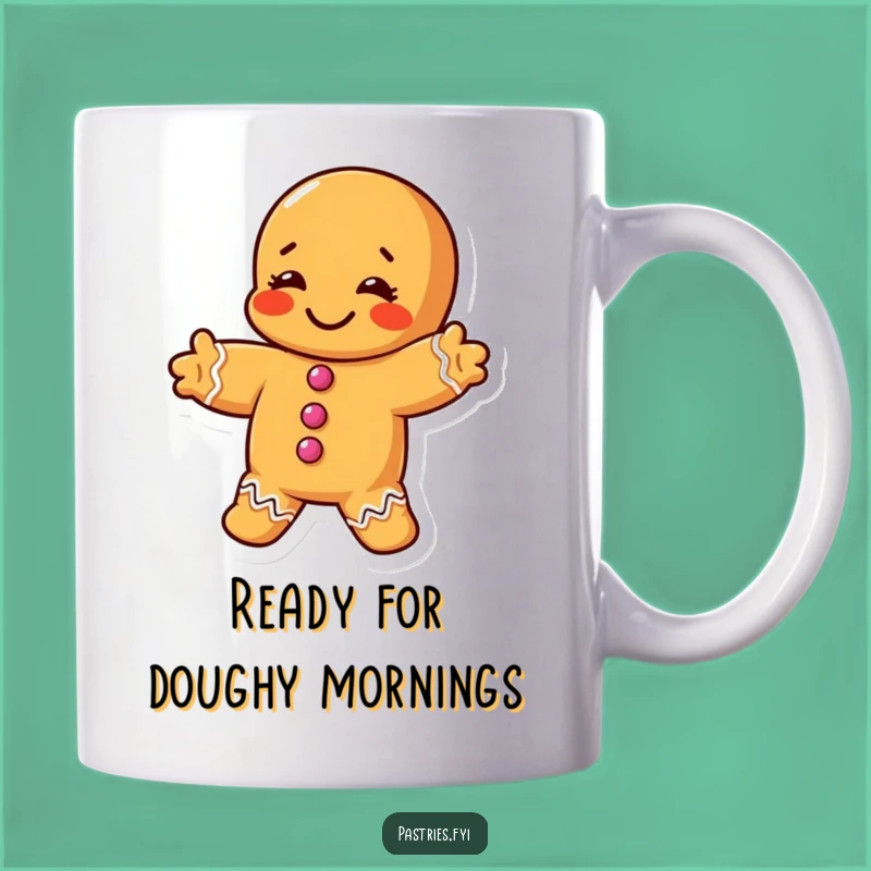 Funny Stretching Gingerbread Man Mug: Silly Morning Stretch Gift!
