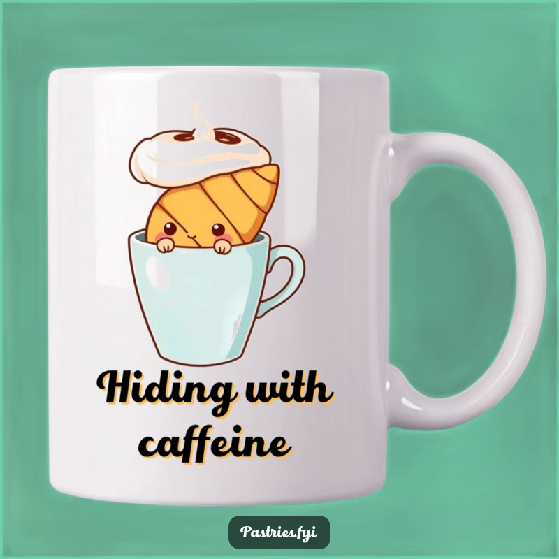 Funny Shy Croissant Mug - Comedic Coffee Break Character Gift