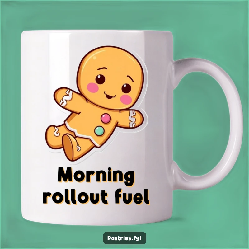 Funny Rolling Gingerbread Man Mug - Whimsical Holiday Humor Gift