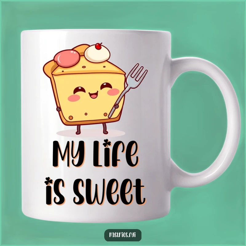Funny Pie Slice Mug: Giggling Dessert with Fork Funny Gift for Pie Lovers