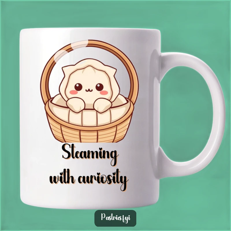 Funny Dumpling Curiosity Mug: A Kawaii Gift for the Inquisitive Eater