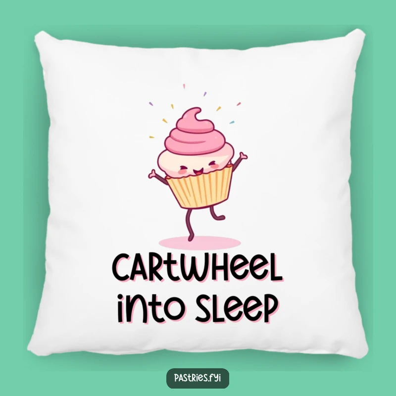 Funny Cupcake Cartwheel Pillow: Soft Sprinkles Cushion, Comfy Funny Gift