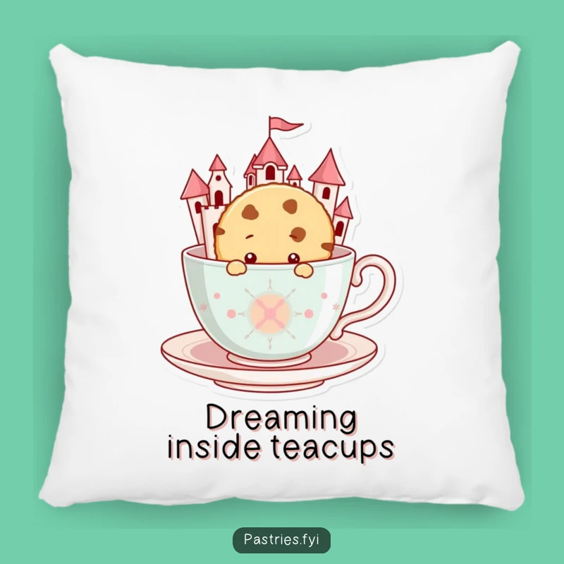 Funny Cookie Teacup Castle Pillow: Soft Curious Character Cushion, Cozy Funny Gift
