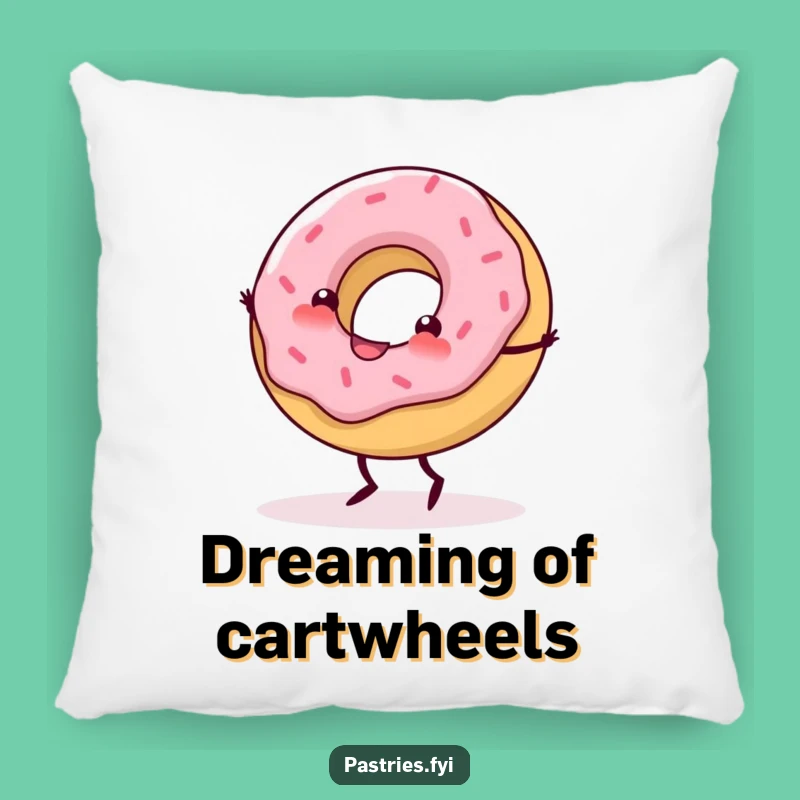 Funny Cartwheeling Donut Pillow: Cozy Comfort with a Spin of Joy - Great Gift!
