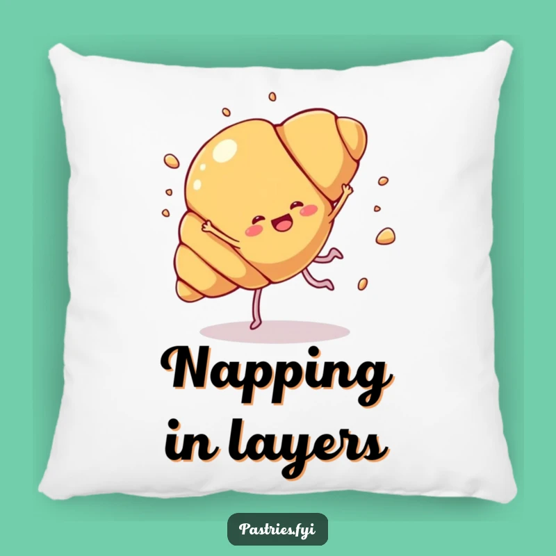 Funny Croissant Cartwheel Pillow: Flaky Comfort, Ideal Humorous Accent