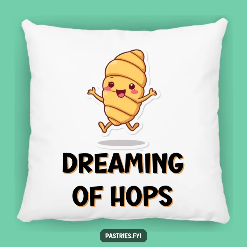 Funny Croissant Hop Pillow: Cheerful Pastry, Joyful Hop Cushion, Perfect Gift