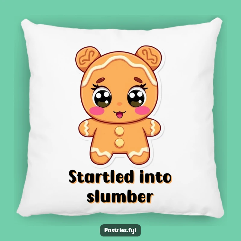 Funny Gingerbread Pillow: Surprised Cookie Wide Eyes Comfort