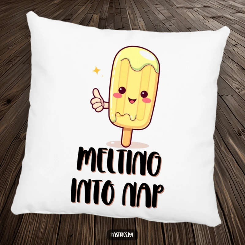 Funny Kawaii Popsicle Pillow: A cute melting popsicle giving a thumbs up, perfect for cozying up with sweet, positive vibes.