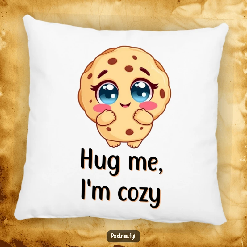 Funny cookie pillow featuring a cute cookie character with loving eyes and a big hug, providing ultimate comfort and a touch of sweetness.