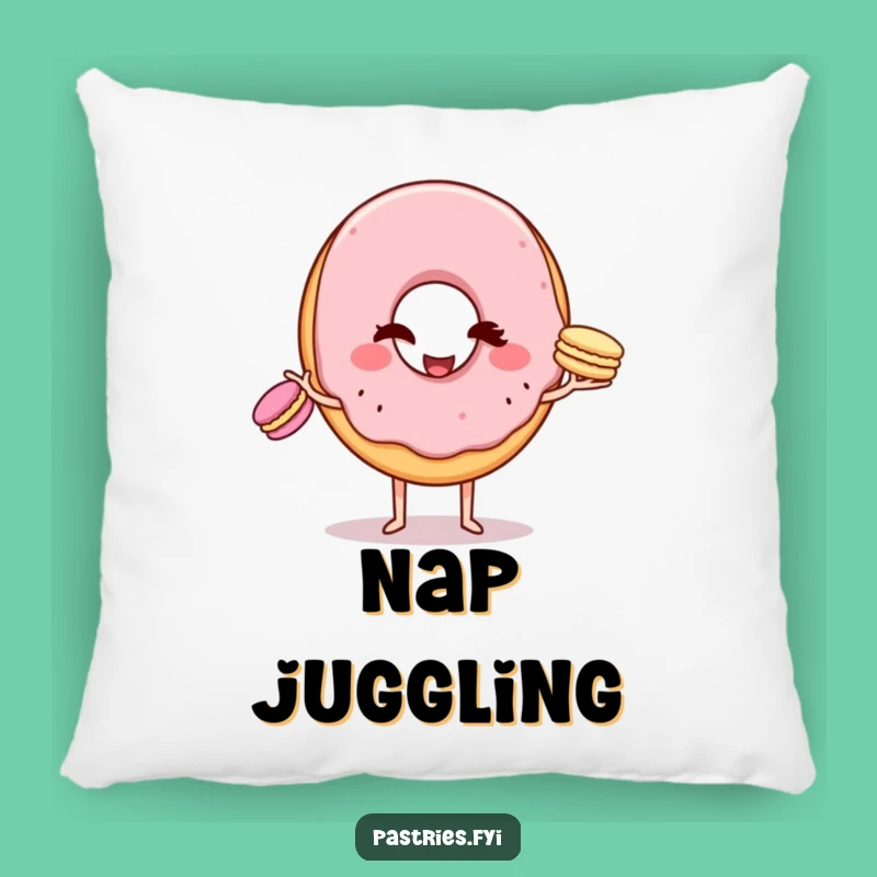 Funny Donut Macaron Juggling Pillow: Cozy Witty Character Cushion