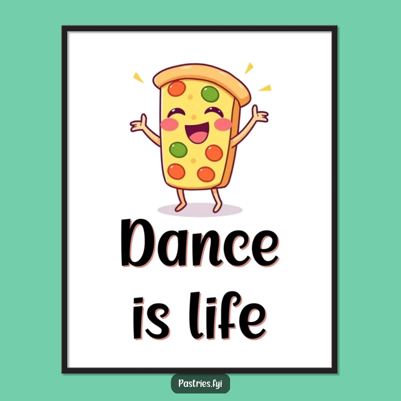 Funny Pizza Dance Digital Art: Instant Kawaii Humor for Your Walls