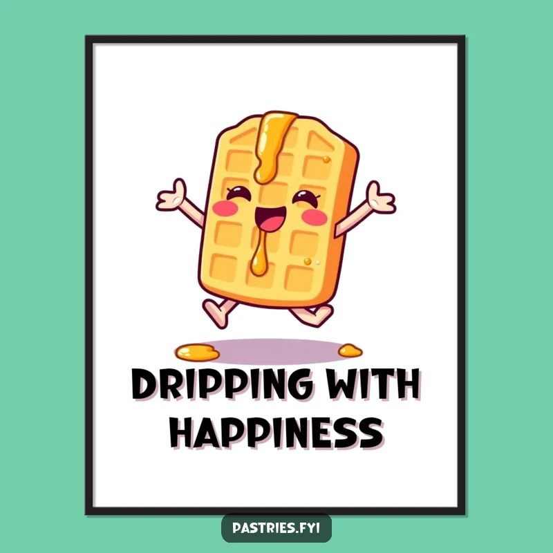 Funny Waffle Jumping Jack Digital Art: Instant Breakfast Cheer