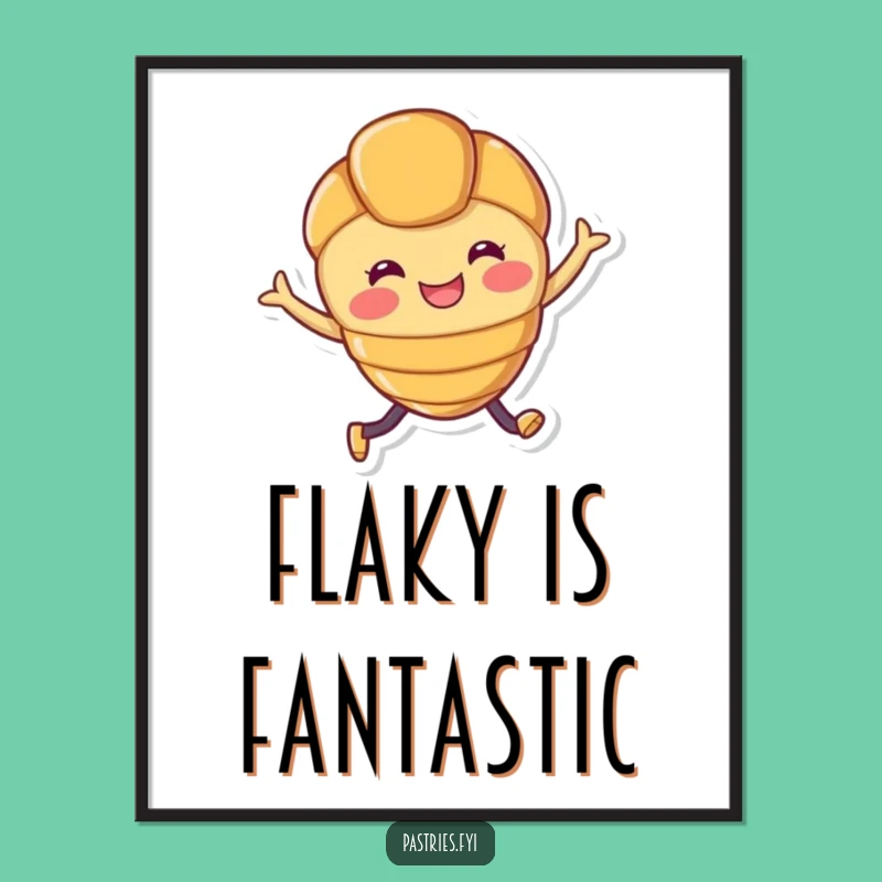 Funny Croissant Digital Art: Joyful Leaping Pastry Character for Instant Joy