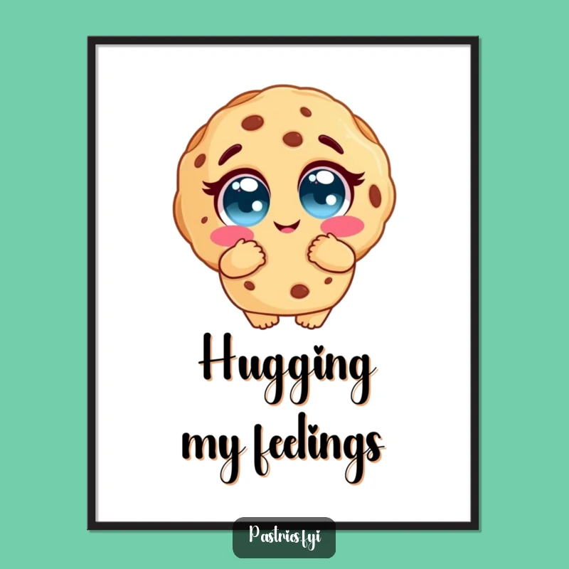 Funny Cookie Hug Digital Print: Sweet Adoring Eyes Wall Art