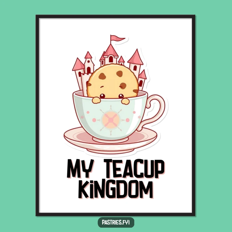 Funny Cookie Teacup Castle Digital Art: Printable Whimsical Design, Instant Funny Gift