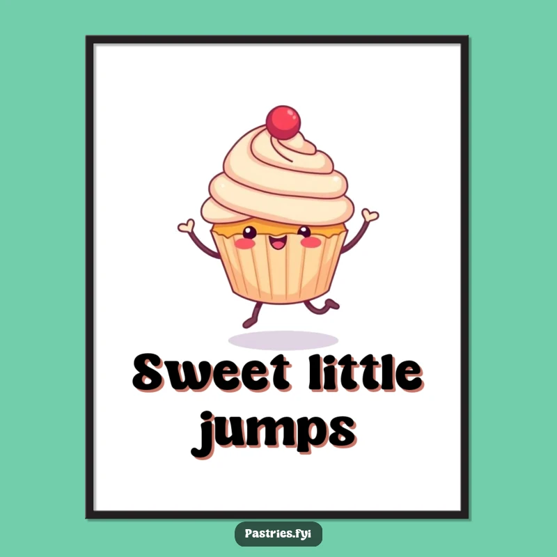 Funny Cupcake Digital Art: Cheerful Hop Jubilant Print Gift