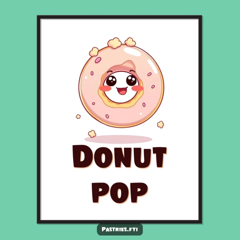 Funny Donut Hole Popcorn Digital Art: Giggling Character Bouncing, Instant Gift