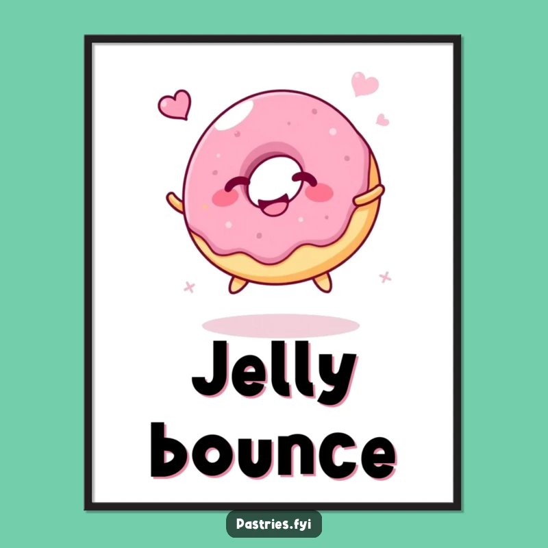 Funny Jelly Donut Bounce Digital Art: Giggling Character Print