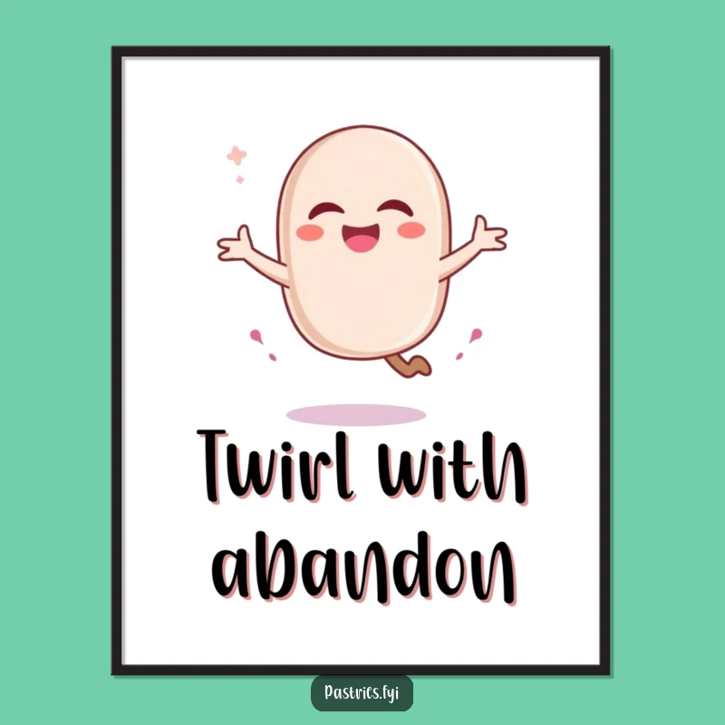 Funny Macaron Pirouette Digital Print - Instant Comedic Pastry Wall Art