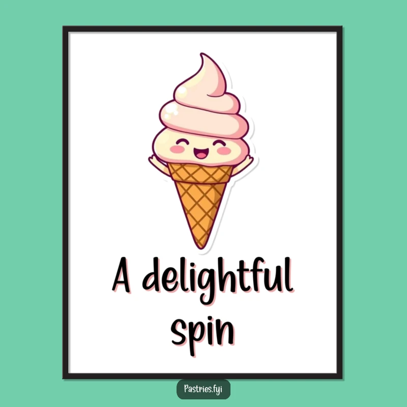 Funny Spinning Ice Cream Digital Art Print - Instant Sweet & Joyful Decor