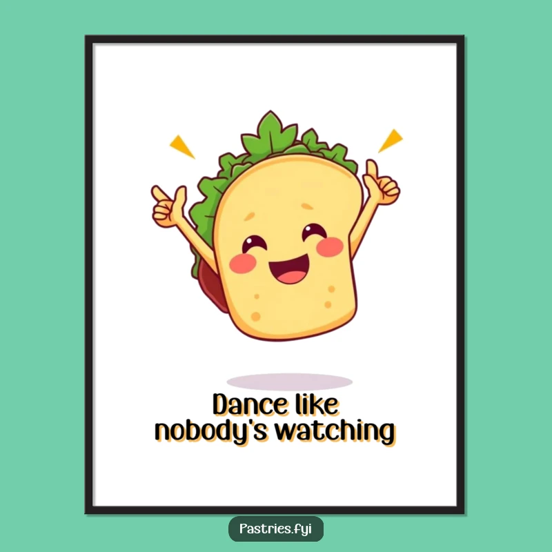 Funny Taco Victory Dance Digital Print: Vibrant Fiesta Wall Art