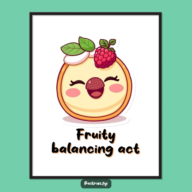 Funny Tart Digital Art: Winking Raspberry Character Wall Art, Instant Funny Gift!