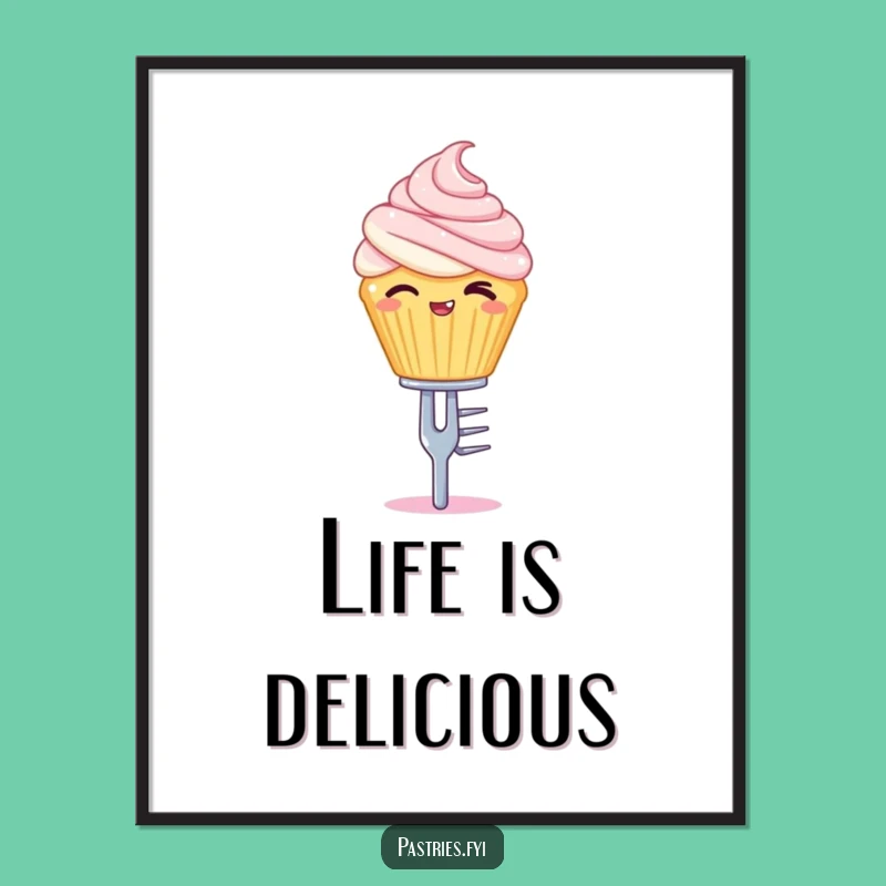 Funny Cupcake Digital Art: Winking Treat Balanced for Instant Sweetness