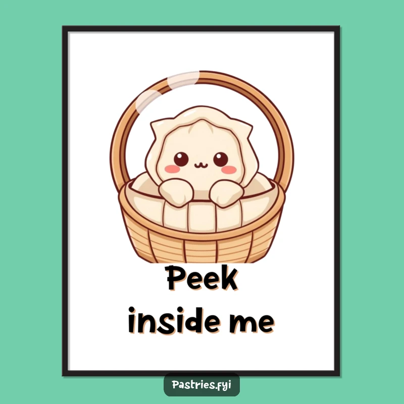 Funny Dumpling Curiosity Digital Art: Instant Kawaii Intrigue for Walls