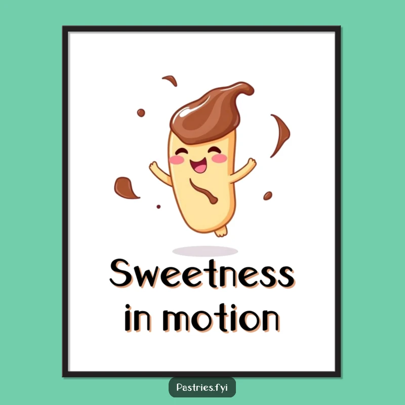 Funny Churro Twirling Chocolate Digital Print: Instant Sweetness for Your Walls