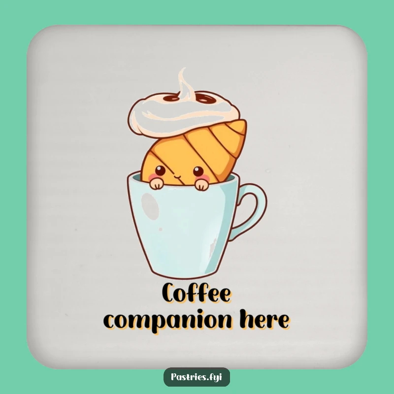 Funny Shy Croissant Coaster - Protect Surfaces Comedic Pastry Style