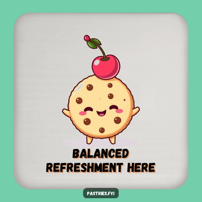 Funny Cookie Cherry Balancing Coaster - Protect Surfaces Comedic Dessert Style