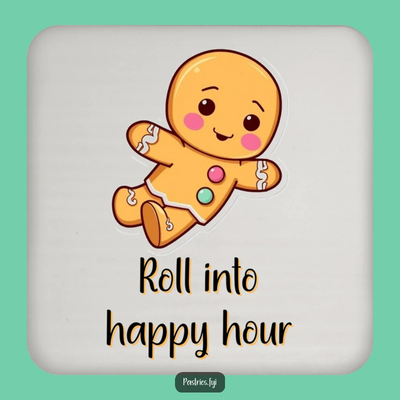 Funny Rolling Gingerbread Man Coaster - Festive Surface Protection