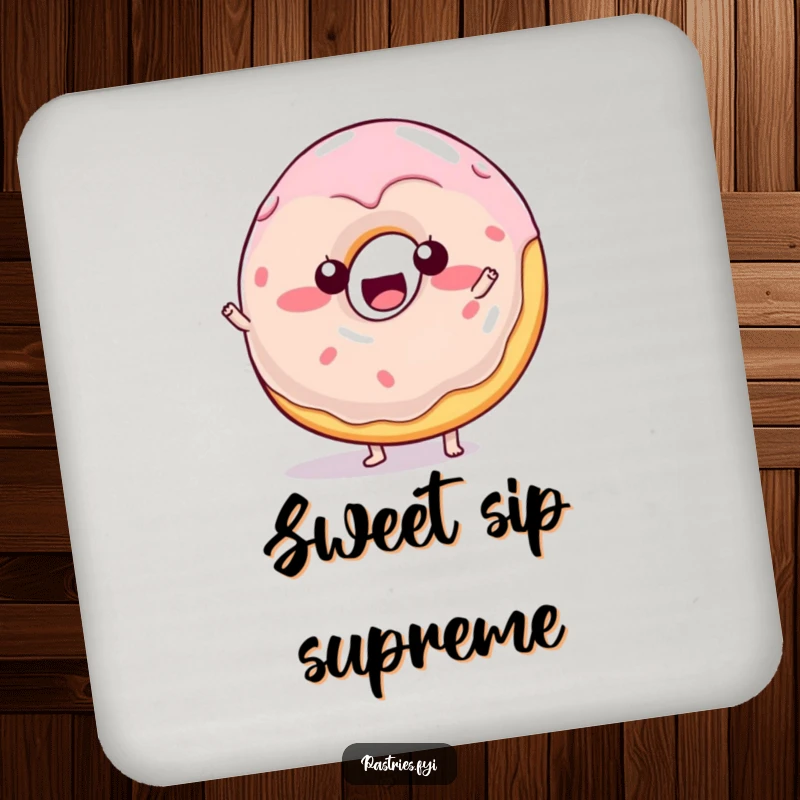Funny wobbly jelly donut character drink coasters, adding a playful splash of sweetness to your table.