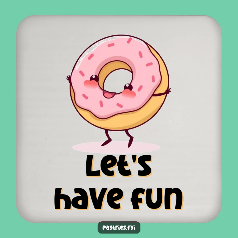 Funny Cartwheeling Donut Coaster: Protect Surfaces with Sweet Energy - Great Gift!